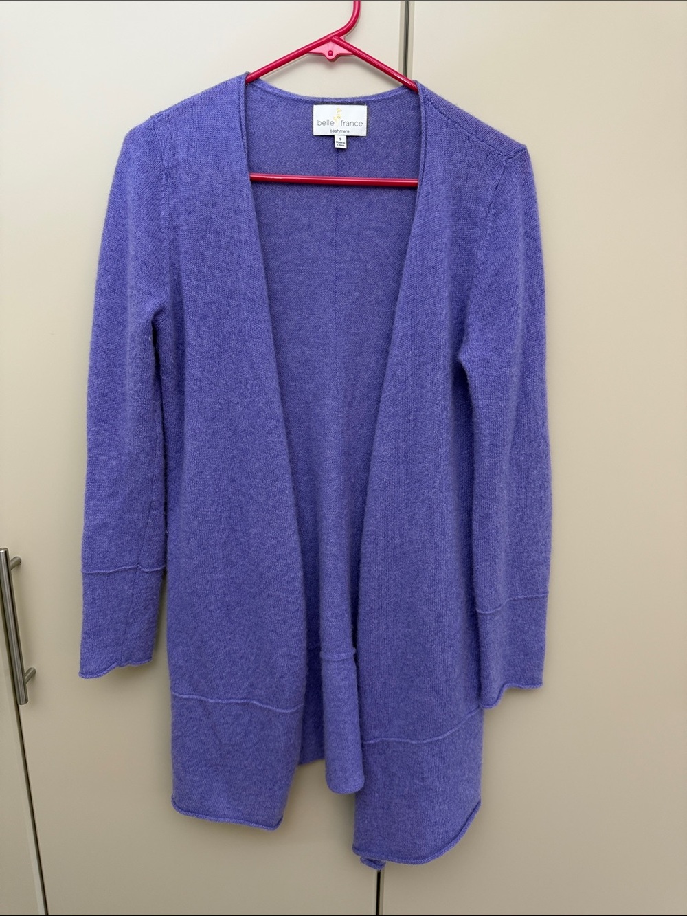 Purple Open-Front Women's Cardigan Sweater - 100% Cashmere - Size S